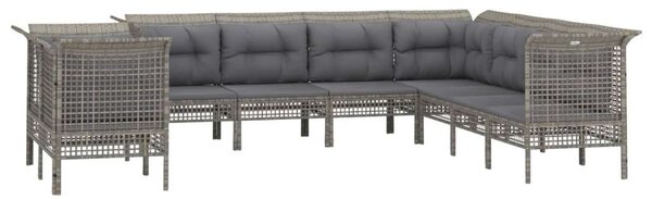 Polyrattan Kerti Ülőgarnitúra - 9 részes - Szürke
