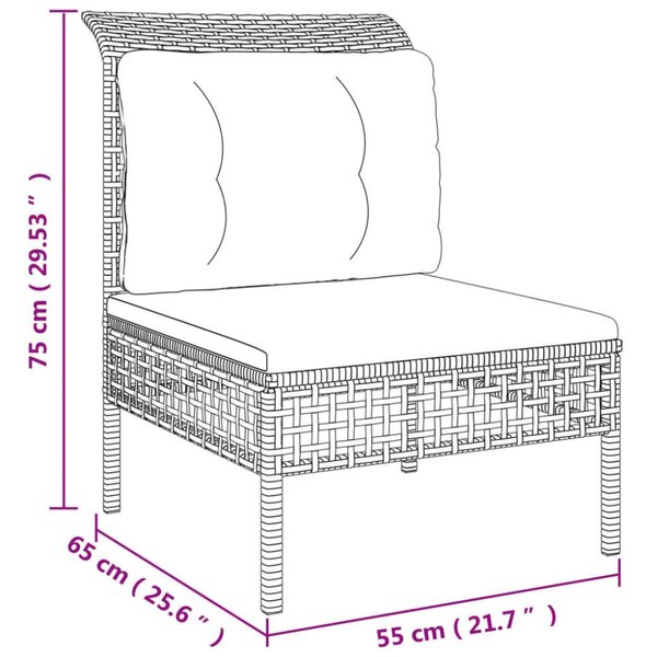 Polyrattan Kerti Ülőgarnitúra - 9 részes - Szürke