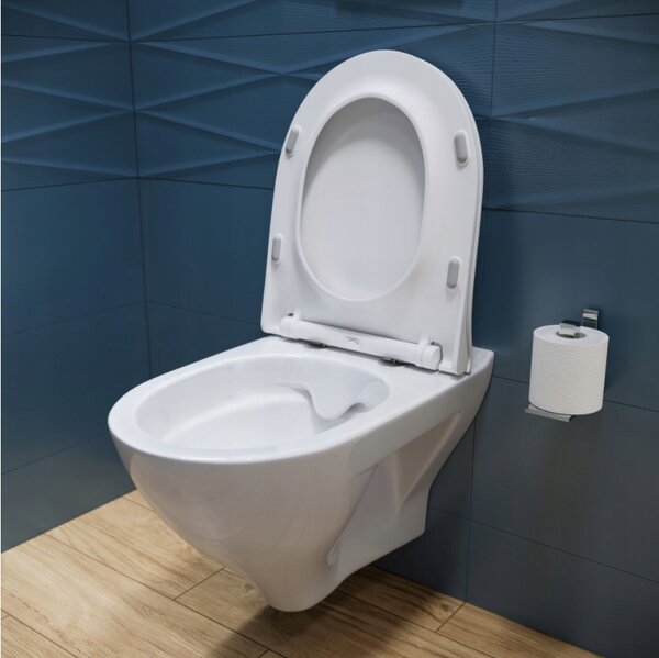 Cersanit Mille - függő WC csésze CleanOn SLIM lassan eső, hőre keményedő ülőkével, SET B291, fehér, S701-453