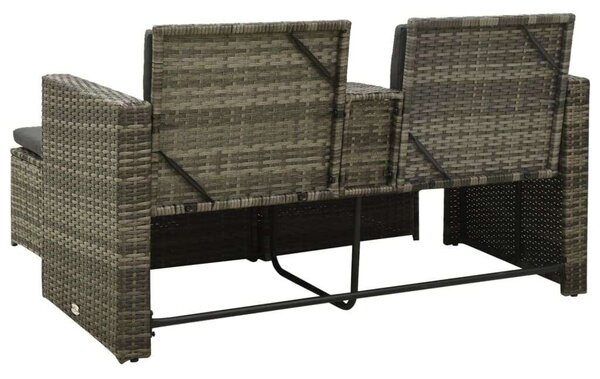 Polyrattan Kerti Ülőgarnitúra - 3 részes - Szürke