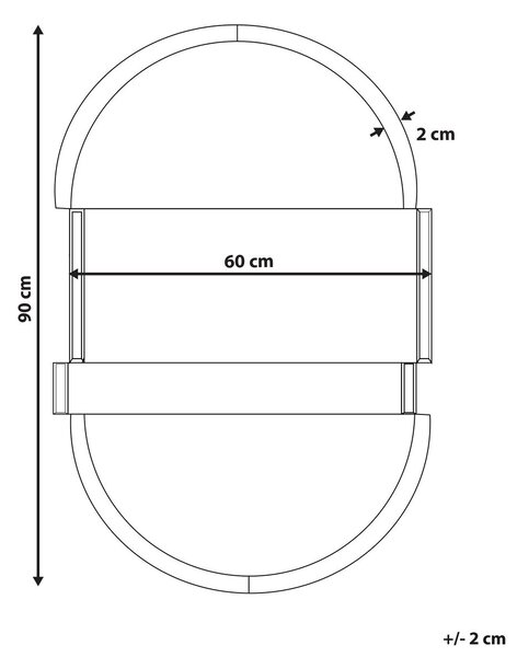 Falitükör MICHERY 60 cm 90 cm Fekete
