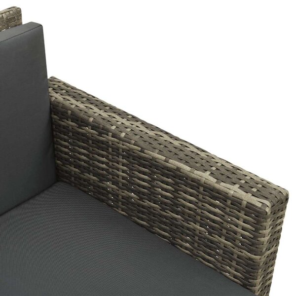 Polyrattan Kerti Ülőgarnitúra - 3 részes - Szürke