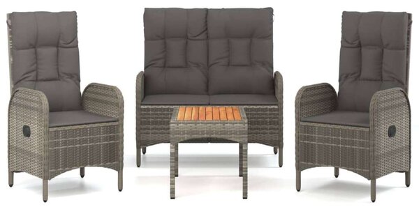 Polyrattan Kerti Ülőgarnitúra - 4 részes - Szürke