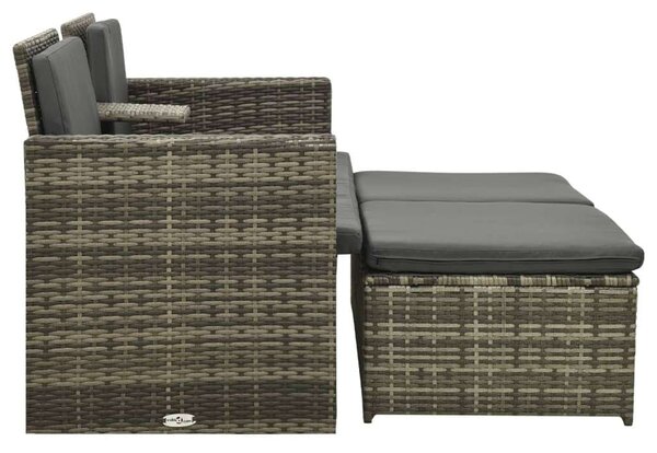 Polyrattan Kerti Ülőgarnitúra - 3 részes - Szürke