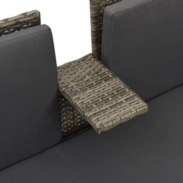 Polyrattan Kerti Ülőgarnitúra - 3 részes - Szürke