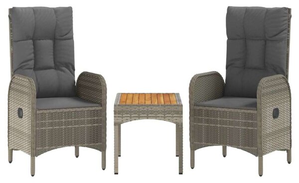 Polyrattan Kerti Ülőgarnitúra - 4 részes - Szürke