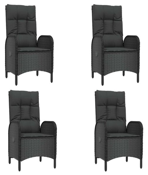 Polyrattan Kerti Étkezőgarnitúra - 5 részes - Fekete