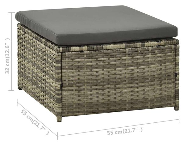 Polyrattan Kerti Ülőgarnitúra - 3 részes - Szürke