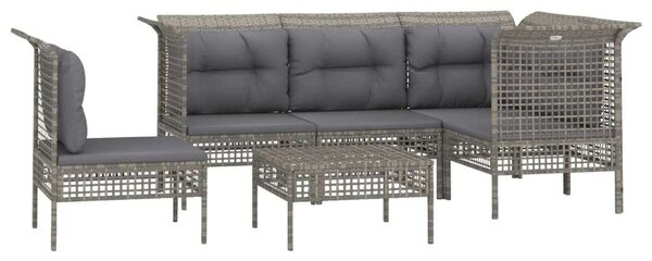VidaXL 6 részes szürke polyrattan kerti ülőgarnitúra párnákkal