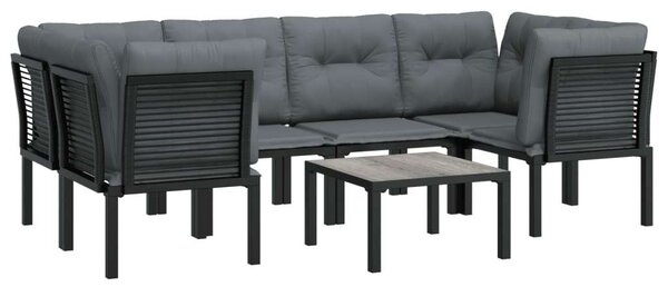 Polyrattan Kerti Ülőgarnitúra - 7 részes - Fekete-Szürke