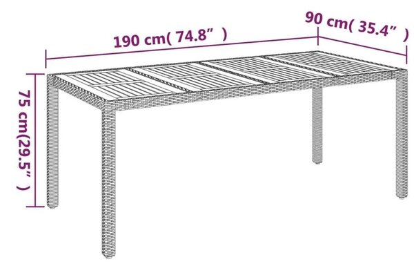 Polyrattan Kerti Étkezőgarnitúra - 9 részes - Szürke