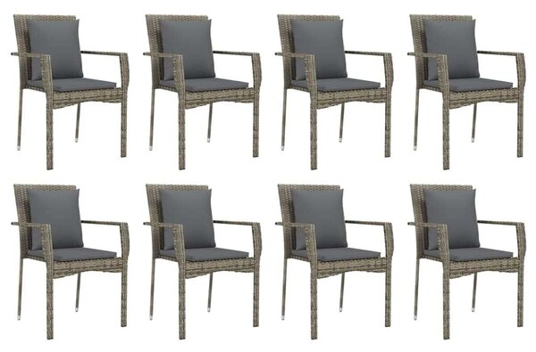 Polyrattan Kerti Étkezőgarnitúra - 9 részes - Szürke