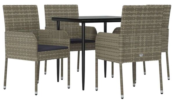Polyrattan Kerti Étkezőgarnitúra - 5 részes - Fekete-Szürke