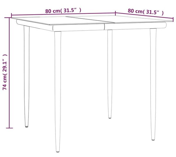 Polyrattan Kerti Étkezőgarnitúra - 5 részes - Fekete-Szürke