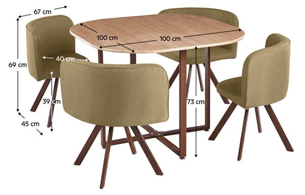 Étkező szett 1+4, világosbarna/természetes, BEVIS NEW