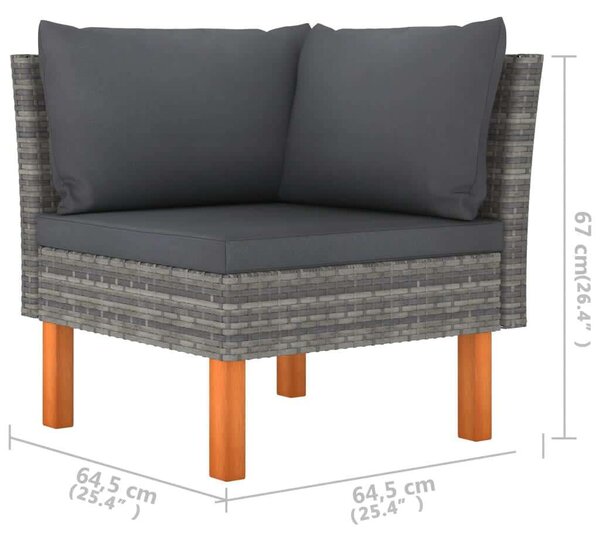 VidaXL 6 részes szürke polyrattan kerti ülőgarnitúra párnákkal