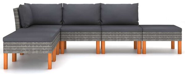 VidaXL 6 részes szürke polyrattan kerti ülőgarnitúra párnákkal