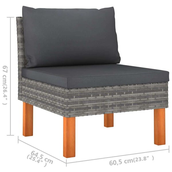 VidaXL 6 részes szürke polyrattan kerti ülőgarnitúra párnákkal