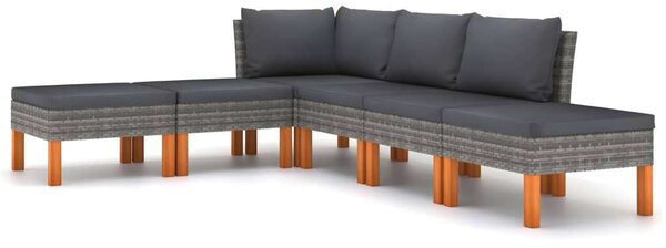 VidaXL 6 részes szürke polyrattan kerti ülőgarnitúra párnákkal