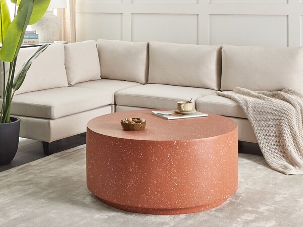 Dohányzóasztal TREZZO 90 cm 90 cm Terrazzo hatású Piros