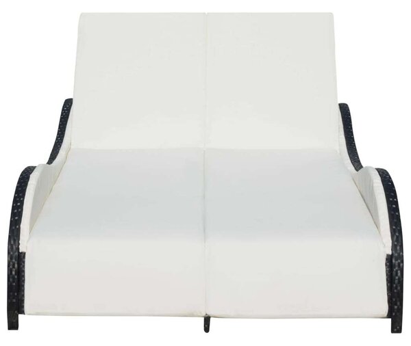 Kettős Napozóágy - 200cm - Fekete Rattan