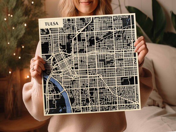 Tulsa 3D fa várostérkép fali dekoráció – Natura Products