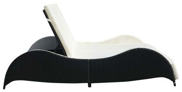 Kettős Napozóágy - 200cm - Fekete Rattan