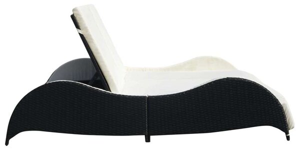 Kettős Napozóágy - 200cm - Fekete Rattan