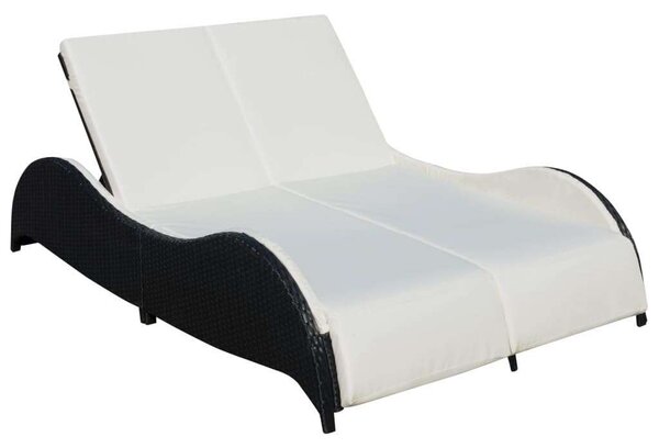 Kettős Napozóágy - 200cm - Fekete Rattan