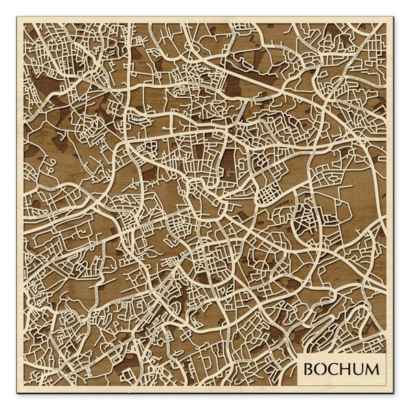 Bochum 3D fa várostérkép fali dekoráció – Natura Products