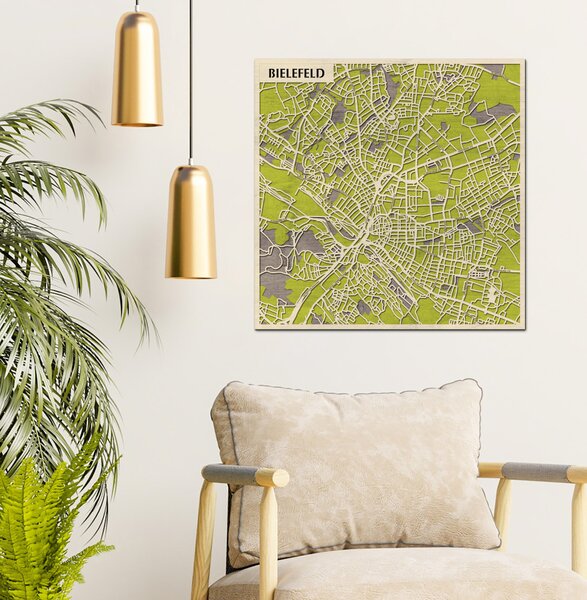Bielefeld 3D fa várostérkép fali dekoráció – Natura Products