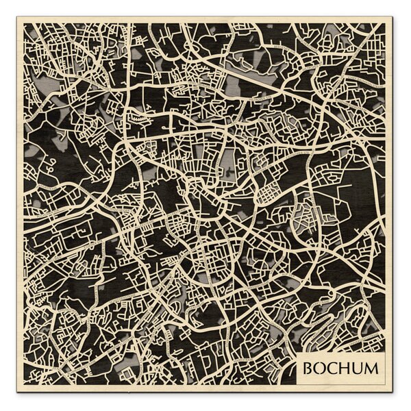 Bochum 3D fa várostérkép fali dekoráció – Natura Products