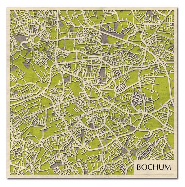 Bochum 3D fa várostérkép fali dekoráció – Natura Products