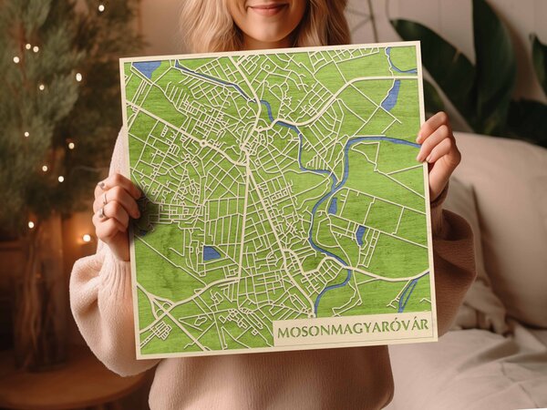 Mosonmagyaróvár 3D fa várostérkép fali dekoráció – Natura Products
