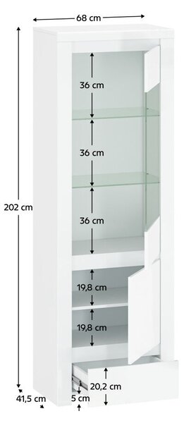Vitrin 1D1W1S, fehér fényes, LINDY