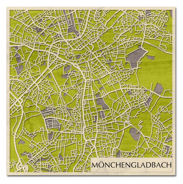 Mönchengladbach 3D fa várostérkép fali dekoráció – Natura Products