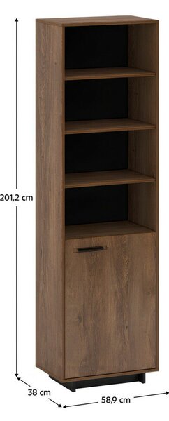 Vitrin/Polcállvány, bolzano tölgy/fekete, jobbos, DELIS R2