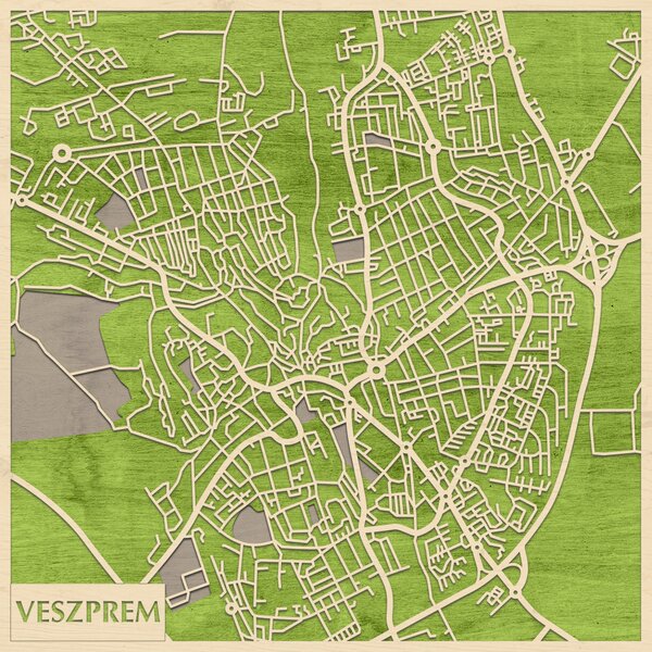 Veszprém 3D fa várostérkép fali dekoráció – Natura Products