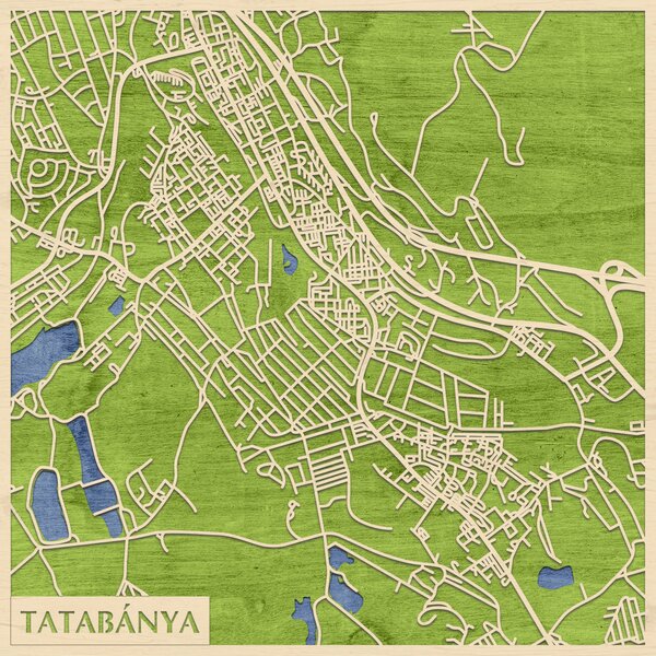 Tatabánya 3D fa várostérkép fali dekoráció – Natura Products