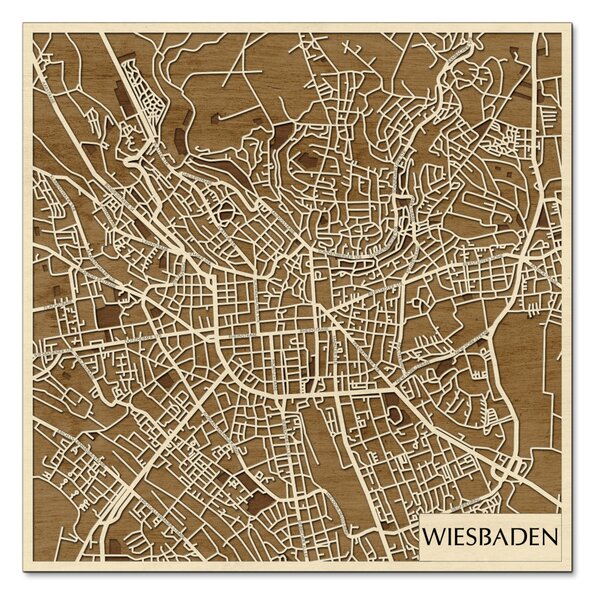 Wiesbaden 3D fa várostérkép fali dekoráció – Natura Products