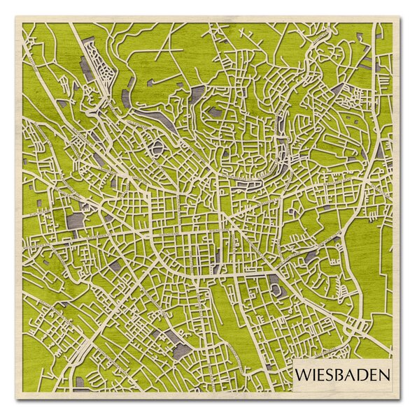 Wiesbaden 3D fa várostérkép fali dekoráció – Natura Products