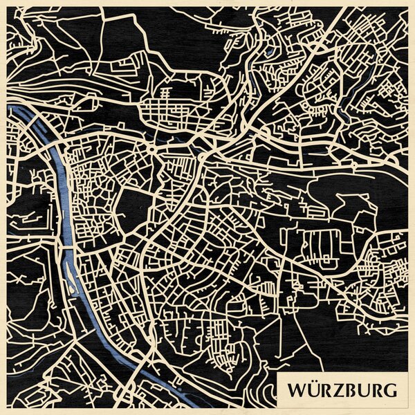 Würzburg 3D fa várostérkép fali dekoráció – Natura Products
