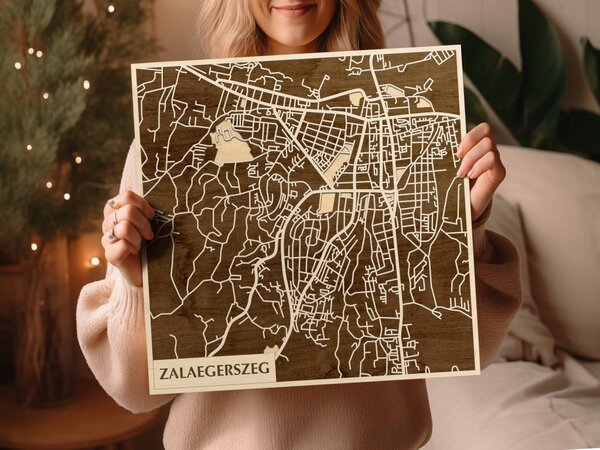Zalaegerszeg 3D fa várostérkép fali dekoráció – Natura Products