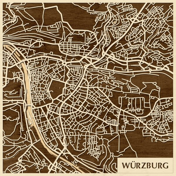 Würzburg 3D fa várostérkép fali dekoráció – Natura Products