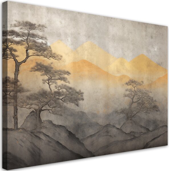 Gario Vászonkép Japán arany hegyi táj Méret: 60 x 40 cm