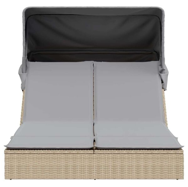 VidaXL Dupla Napozóágy - Polyrattan - Bézs - 200x100cm