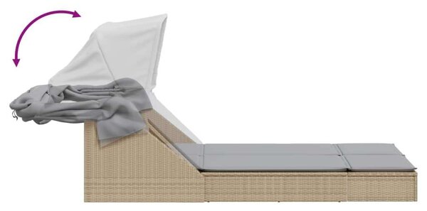 VidaXL Dupla Napozóágy - Polyrattan - Bézs - 200x100cm