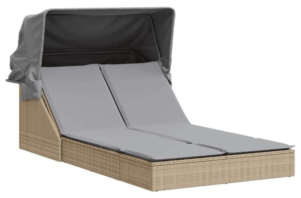 VidaXL Dupla Napozóágy - Polyrattan - Bézs - 200x100cm