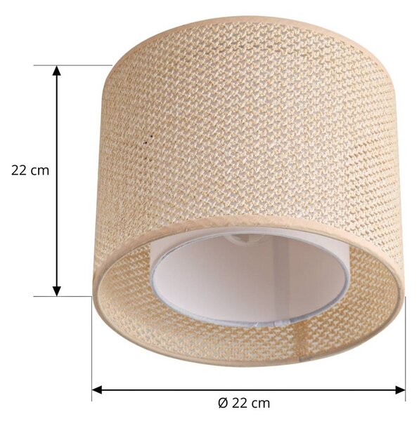 Lindby mennyezeti lámpa Soula, Ø 26 cm, bézs, műanyag, E27, dimmelhető, Krém / borostyánsárga, Nappali / Étkező, Műanyag, Vidéki otthon / Rusztikus