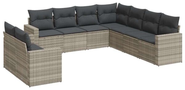 VidaXL Polyrattan Kerti Ülőgarnitúra - 9 részes, Világosszürke